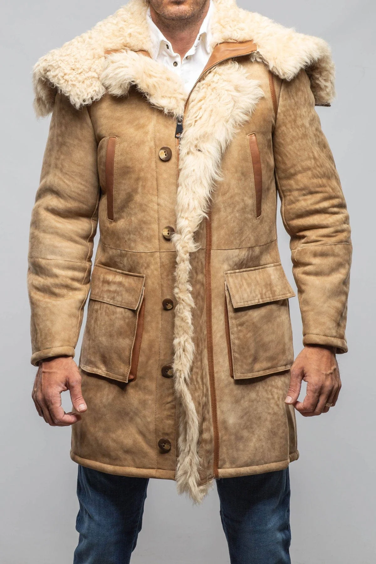 Rustic Mid length Shearling In Champagne - Image 2