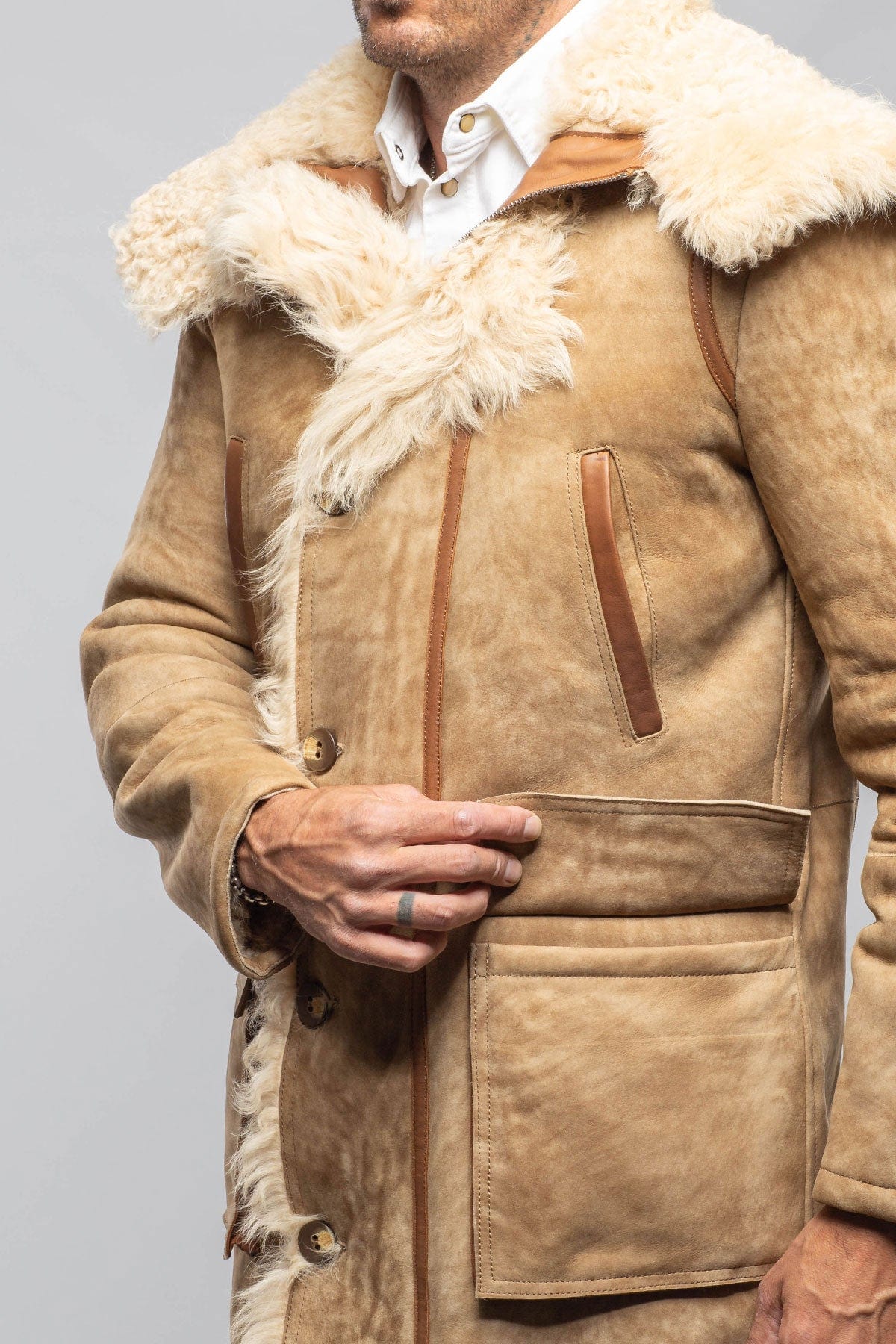 Rustic Mid length Shearling In Champagne - Image 3
