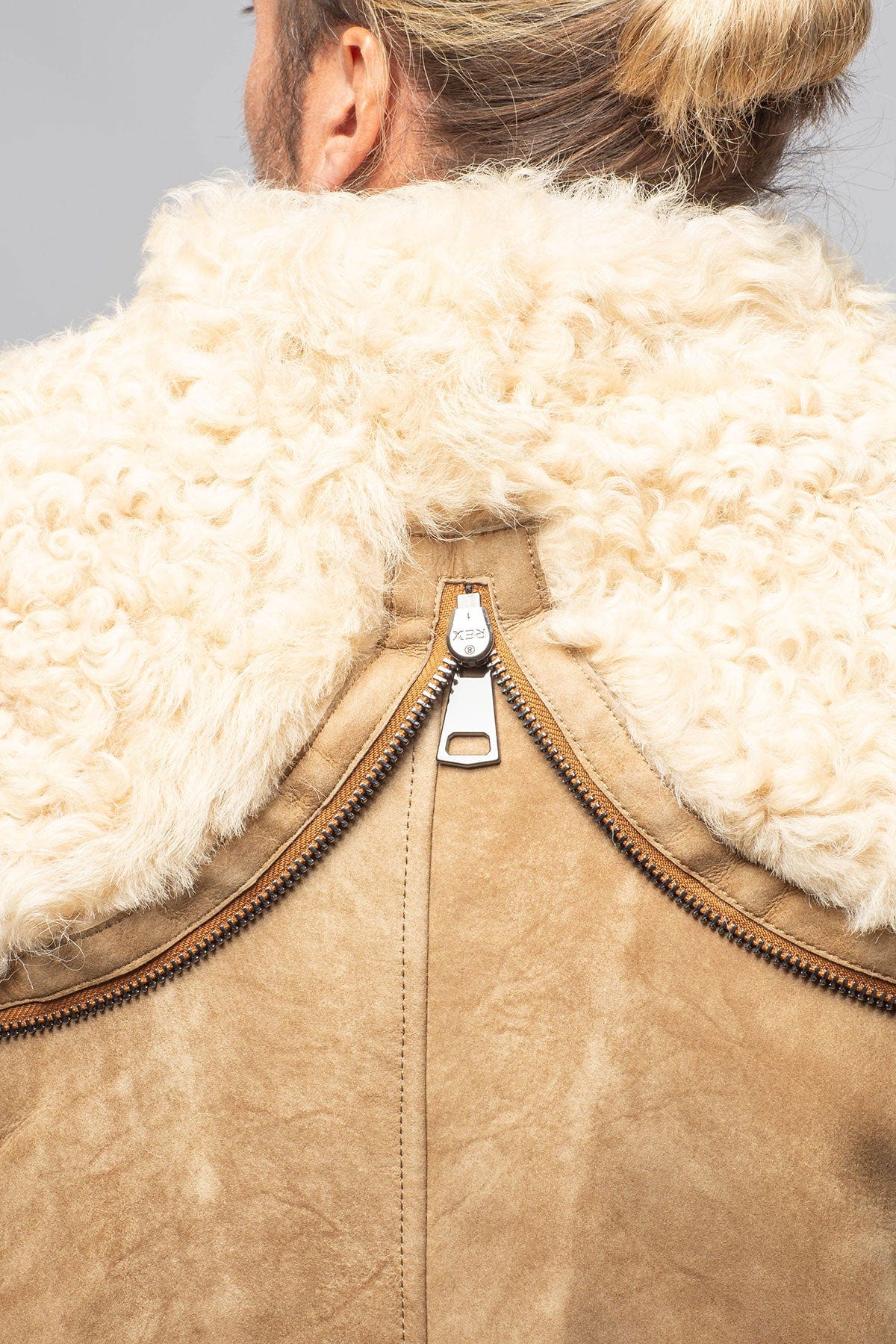 Rustic Mid length Shearling In Champagne - Image 6