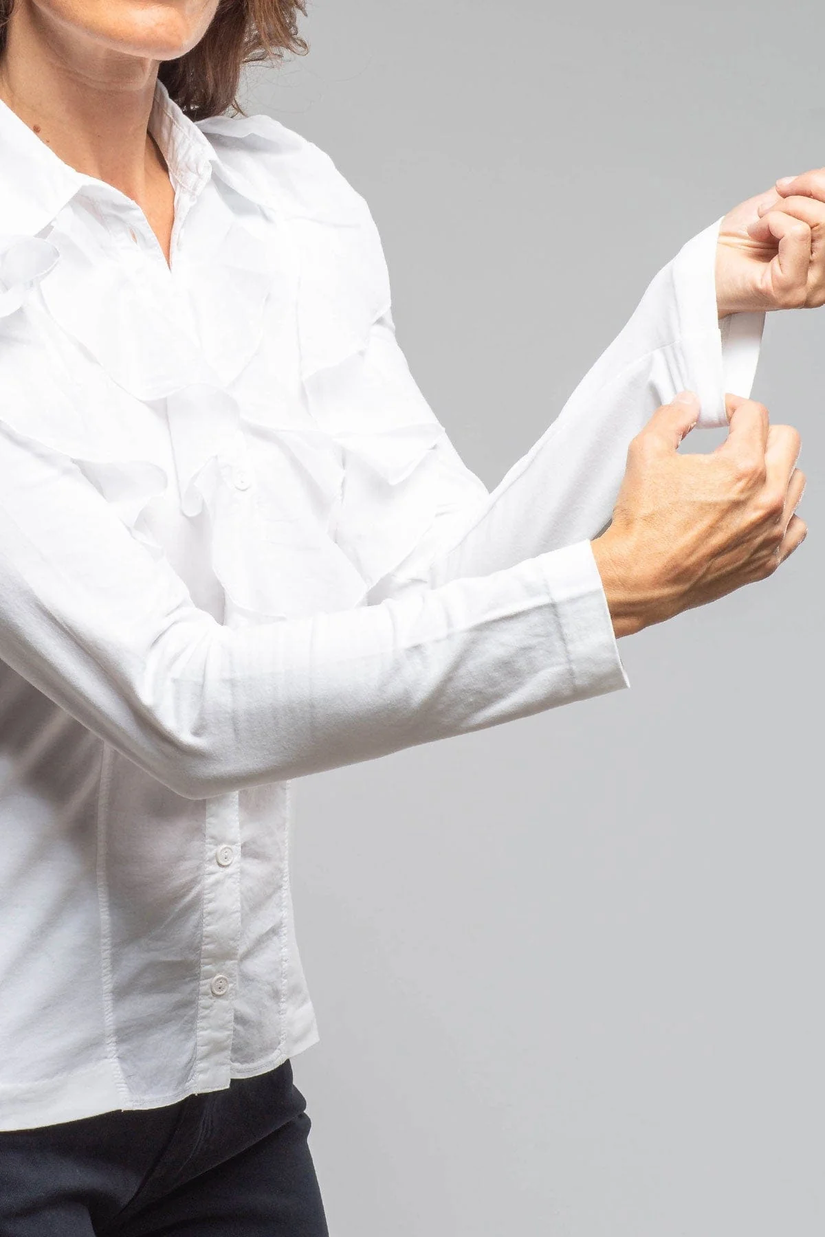 Sabine Wavy Ruffle Front Blouse In White - Image 6