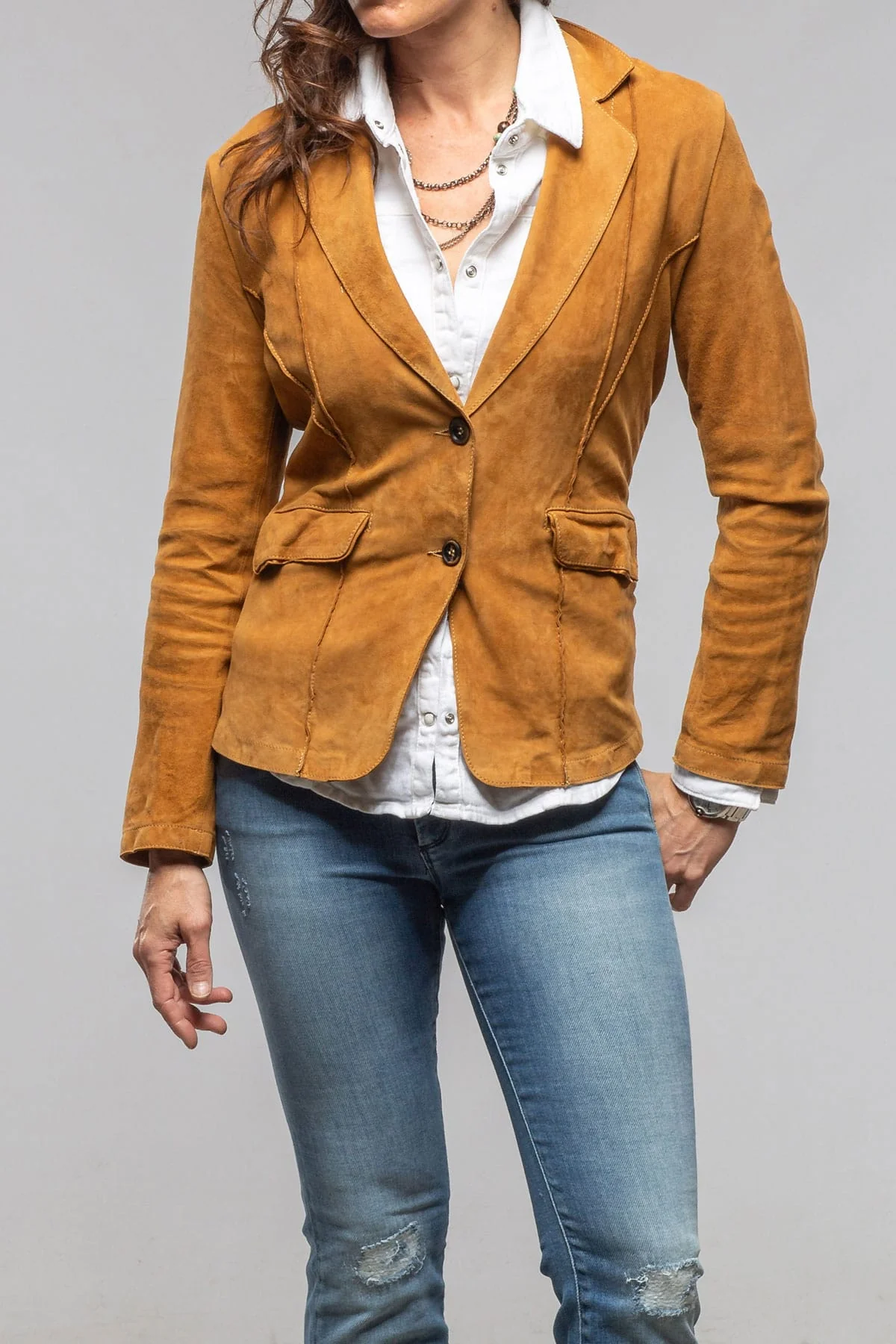 Samantha Lamb Suede Blazer In Whisky