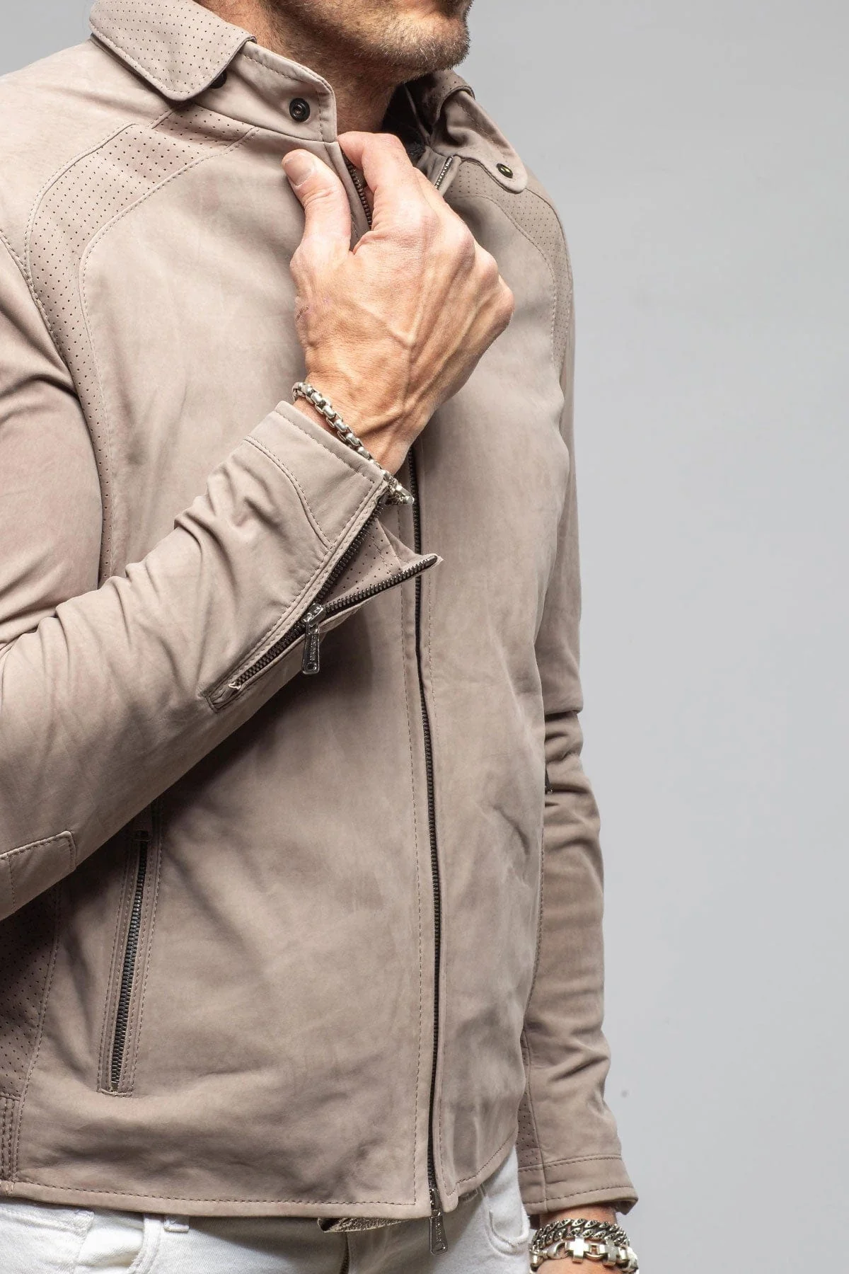 San Remo Race Jacket In Grey Sand - Image 3
