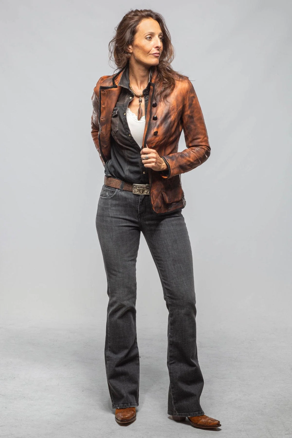 Sarge Washed Lambskin Jacket In Charred Squash - Image 2