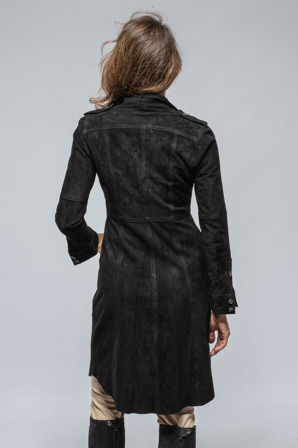 Savannah Long Leather Shirt/Dress in Black - Image 3