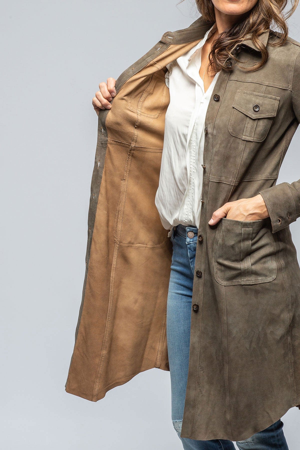 Savannah Long Leather Shirt/Dress in Stone - Image 3
