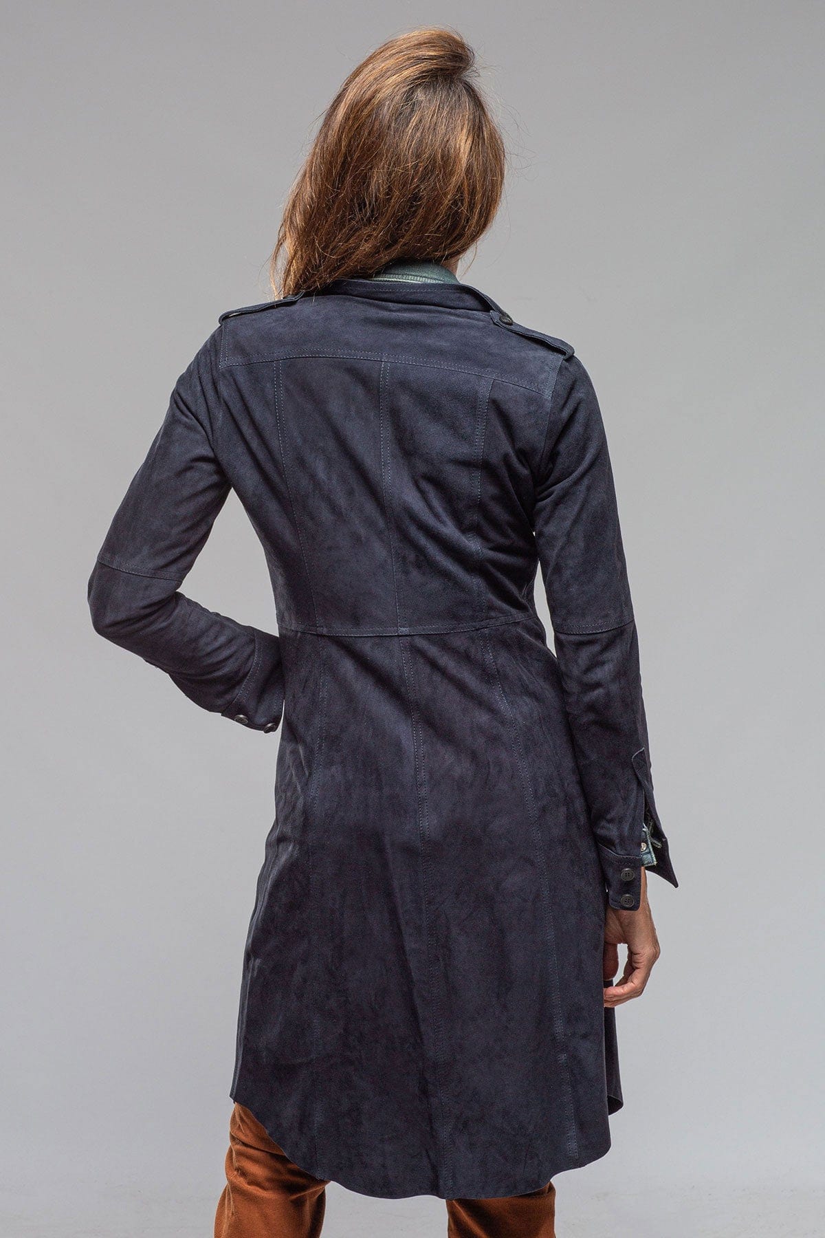Savannah Long Leather Tunic In Navy - Image 4