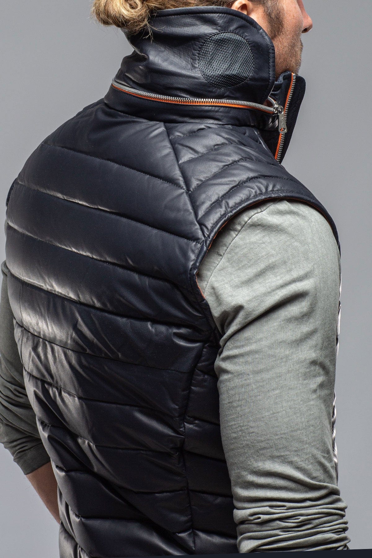 Saxan Leather Vest In Navy - Image 3