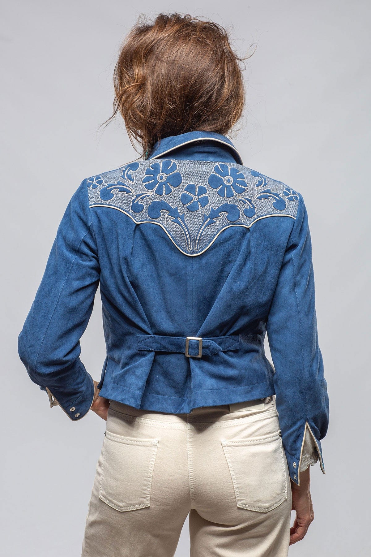 Scarlett Suede Western Shirt In Cornflower - Image 6