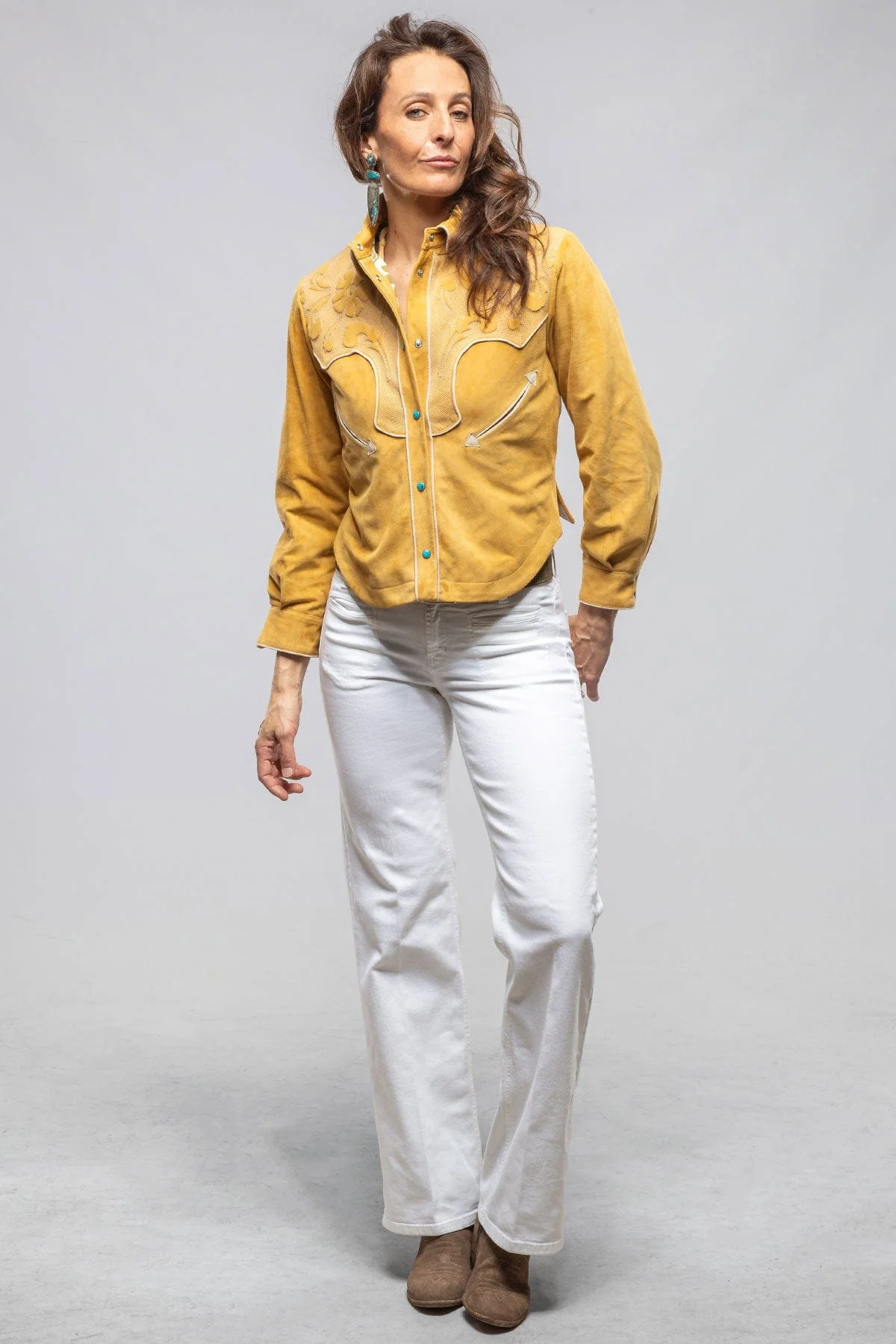 Scarlett Suede Western Shirt In Sunflower