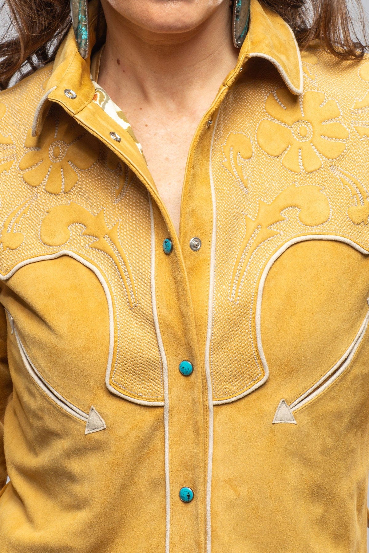 Scarlett Suede Western Shirt In Sunflower - Image 4