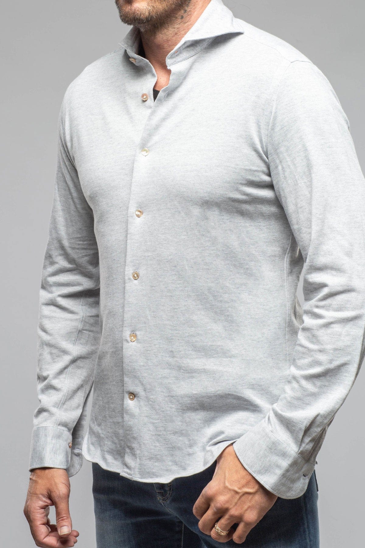 Serenity Cotton Cashmere Jersey In Grey - Image 3