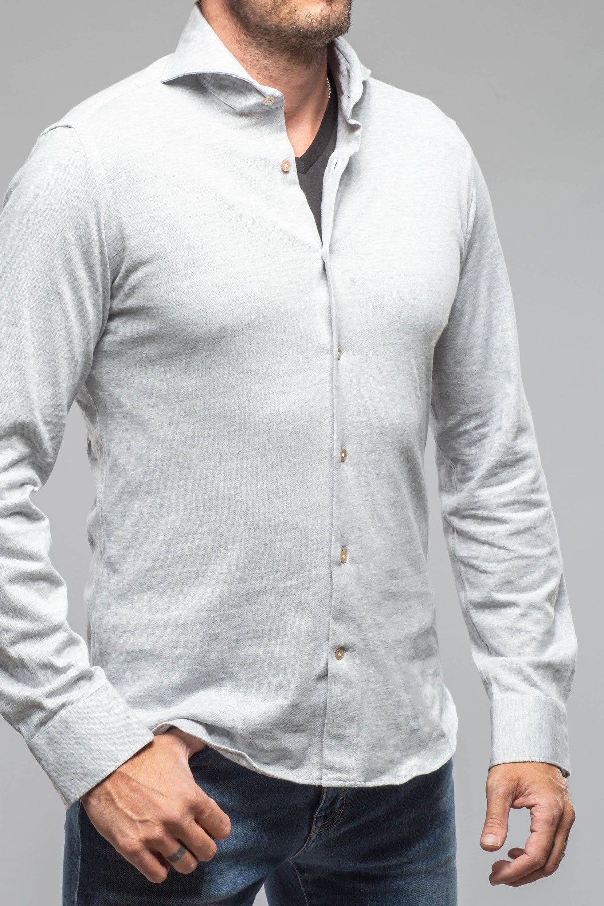 Serenity Cotton Cashmere Jersey In Grey - Image 4