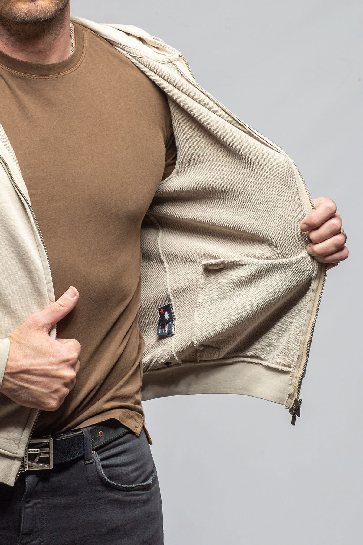 Sibut Zip Hoodie In Khaki - Image 3