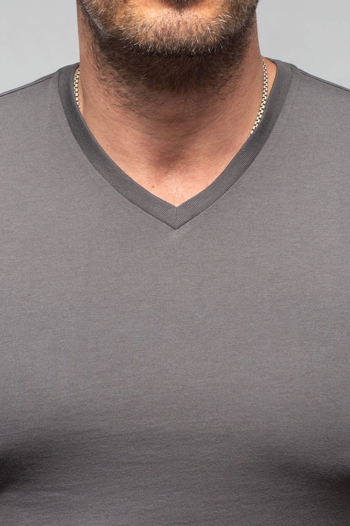 Siena Cotton V Neck In Grey - Image 2
