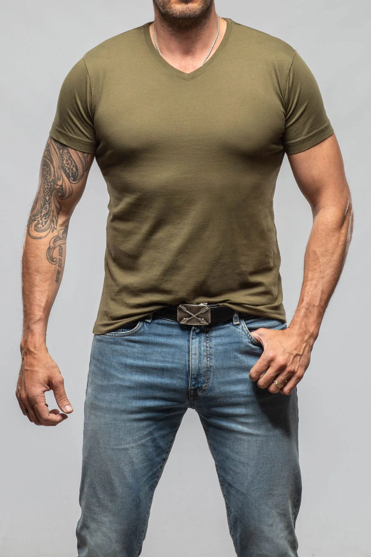 Siena Cotton V Neck In Olive