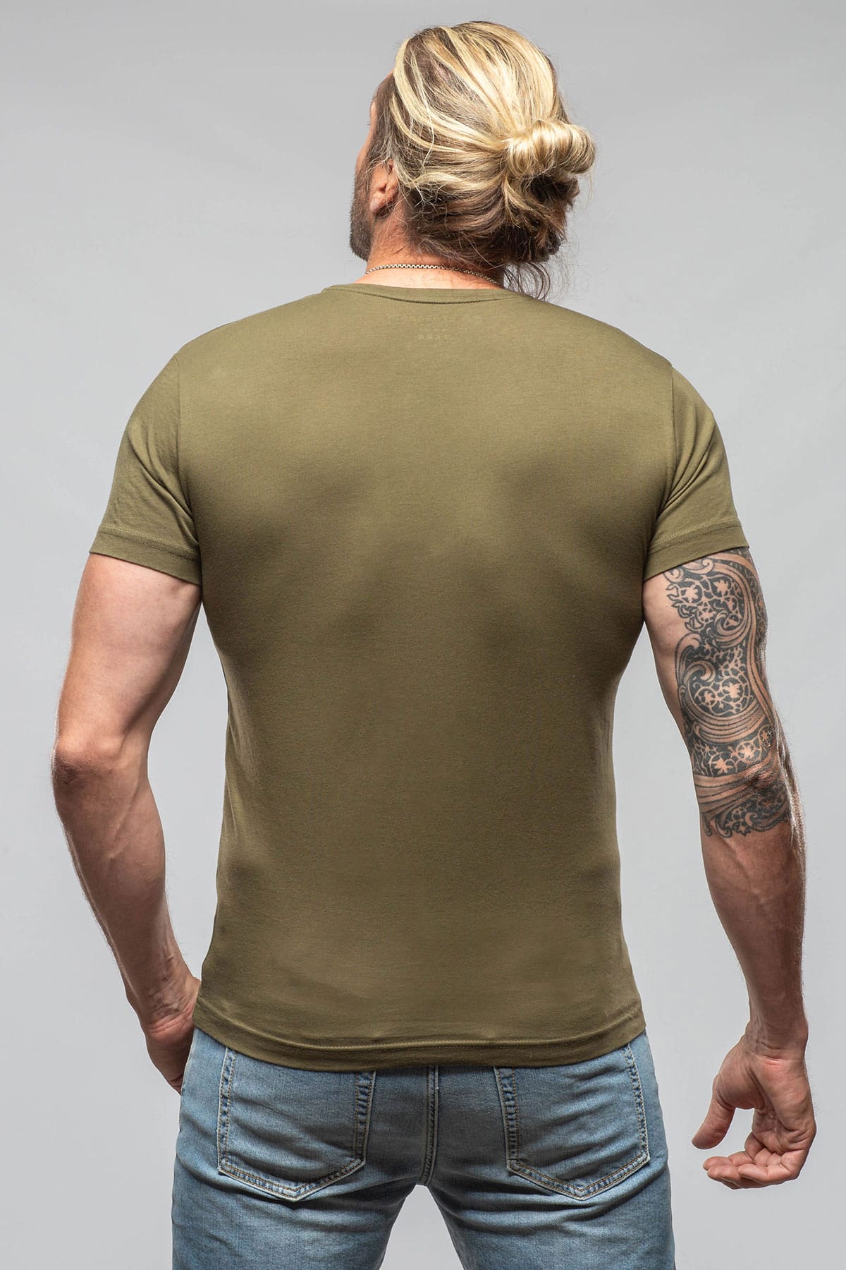 Siena Cotton V Neck In Olive - Image 4