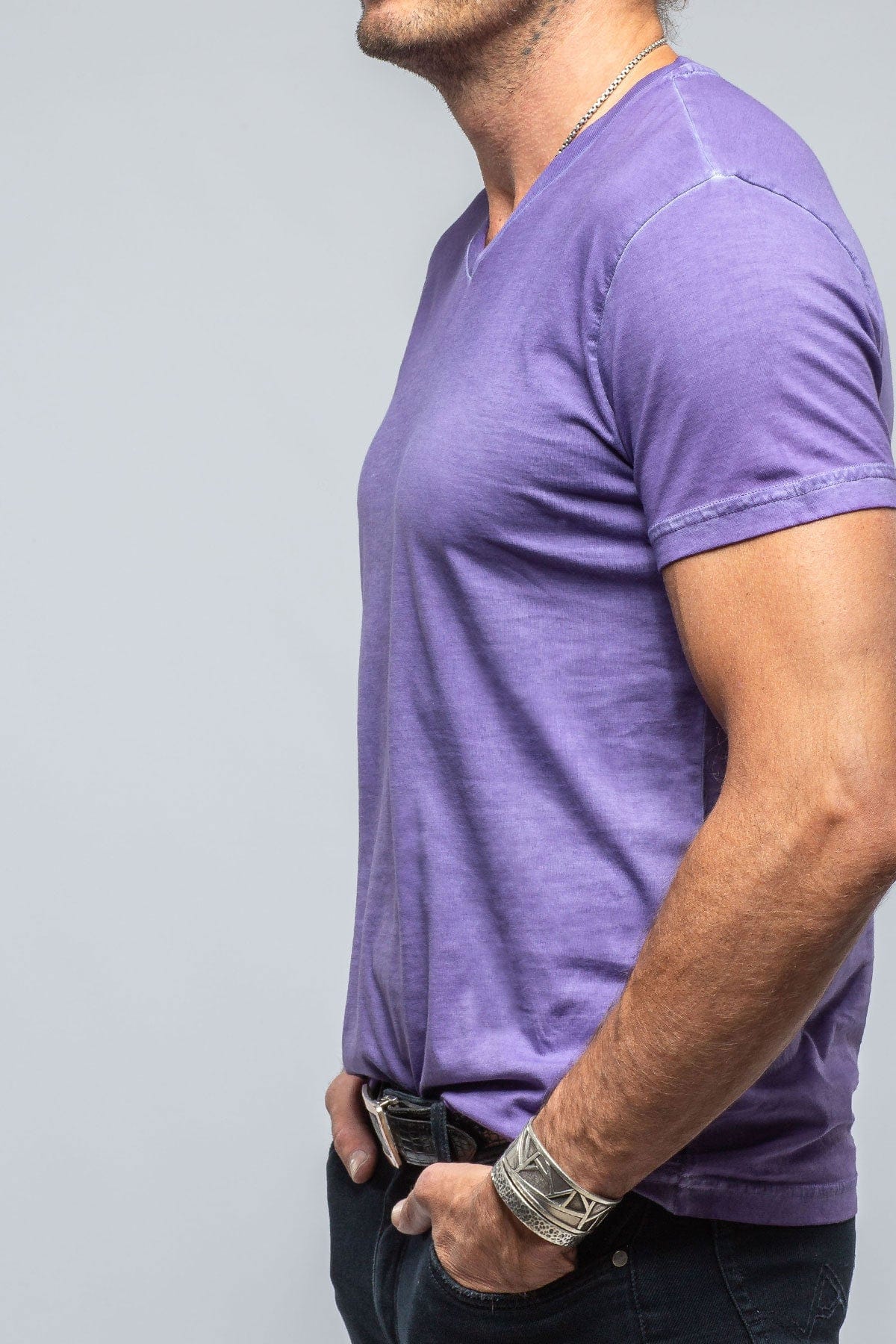 Siena Cotton V Neck In Purple - Image 3