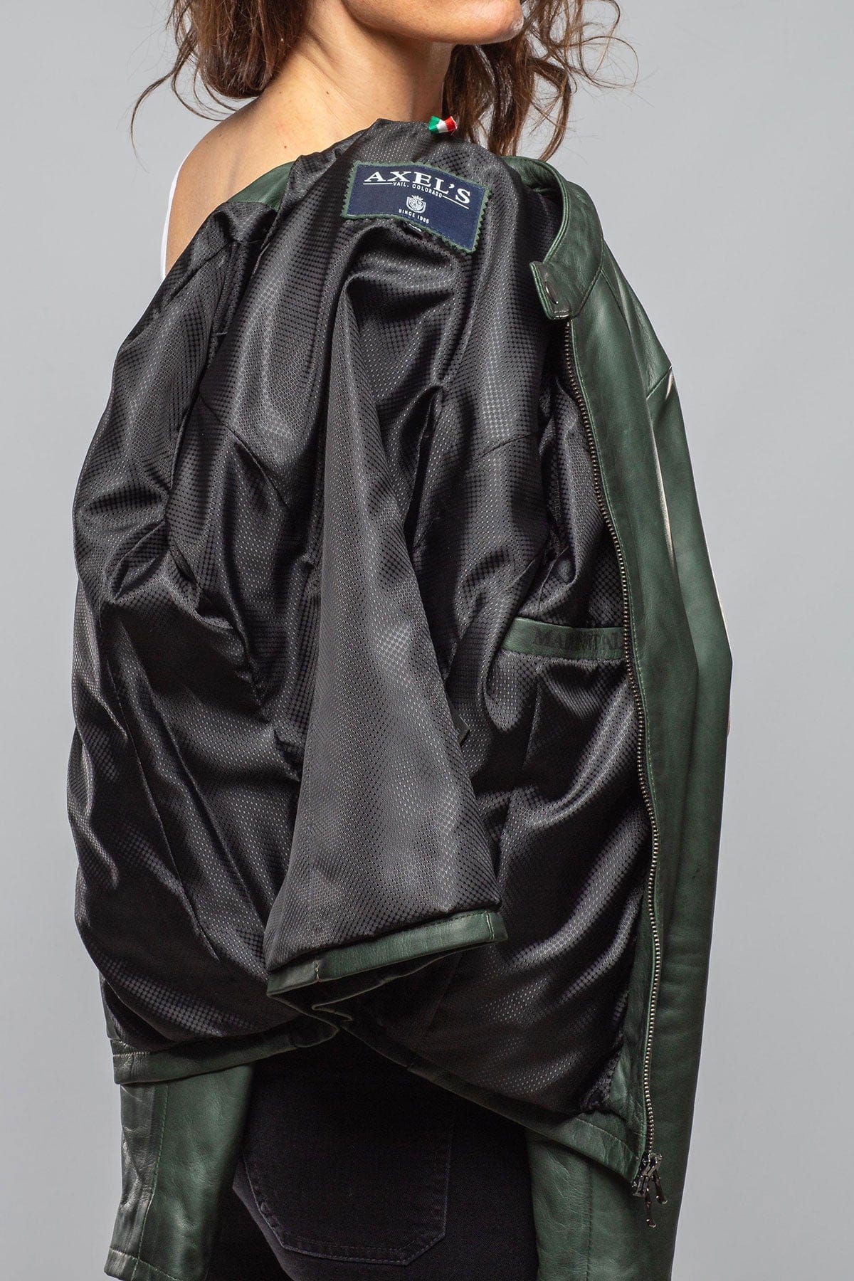 Silvia Leather Jacket In Forest - Image 4