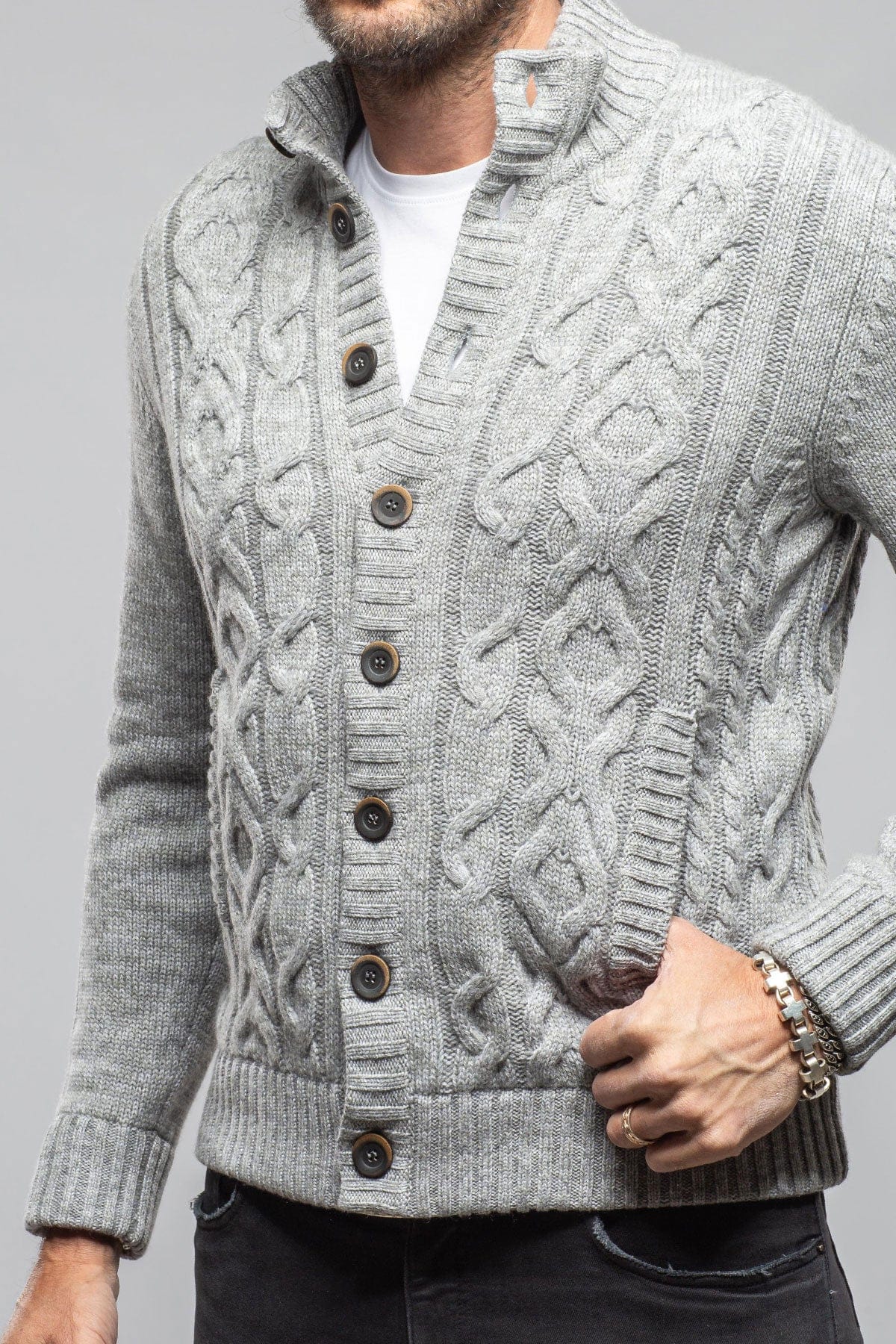 Smythe Cashmere Cardigan In Grey - Image 3