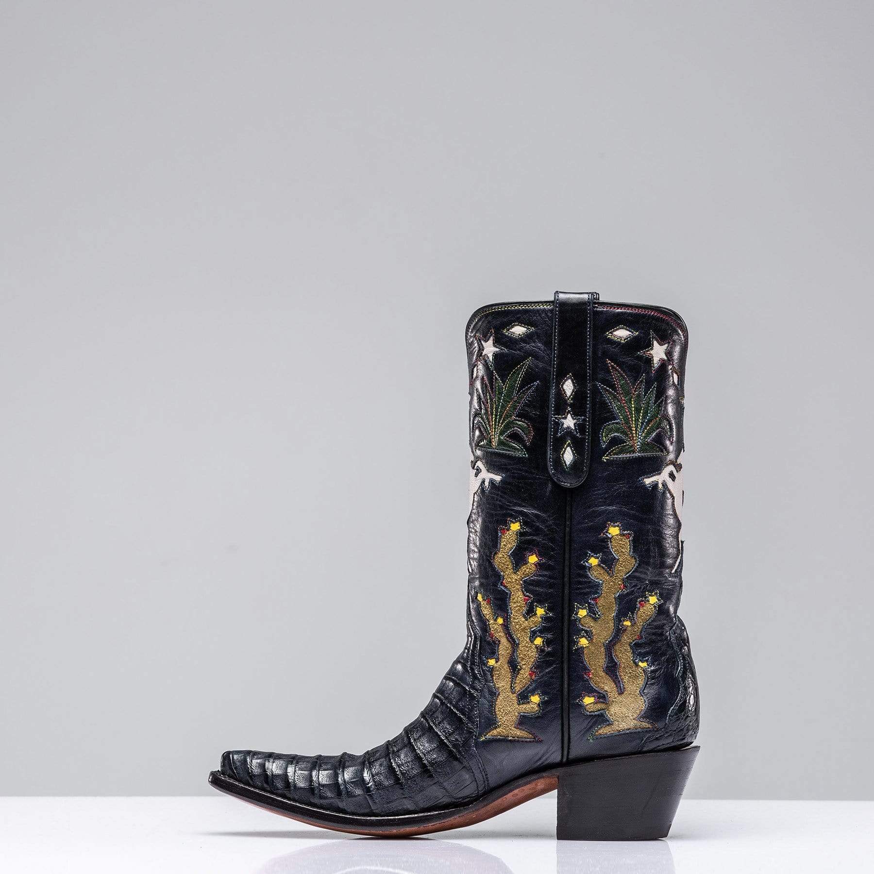 Inlaid Western Boot In Navy - Image 3