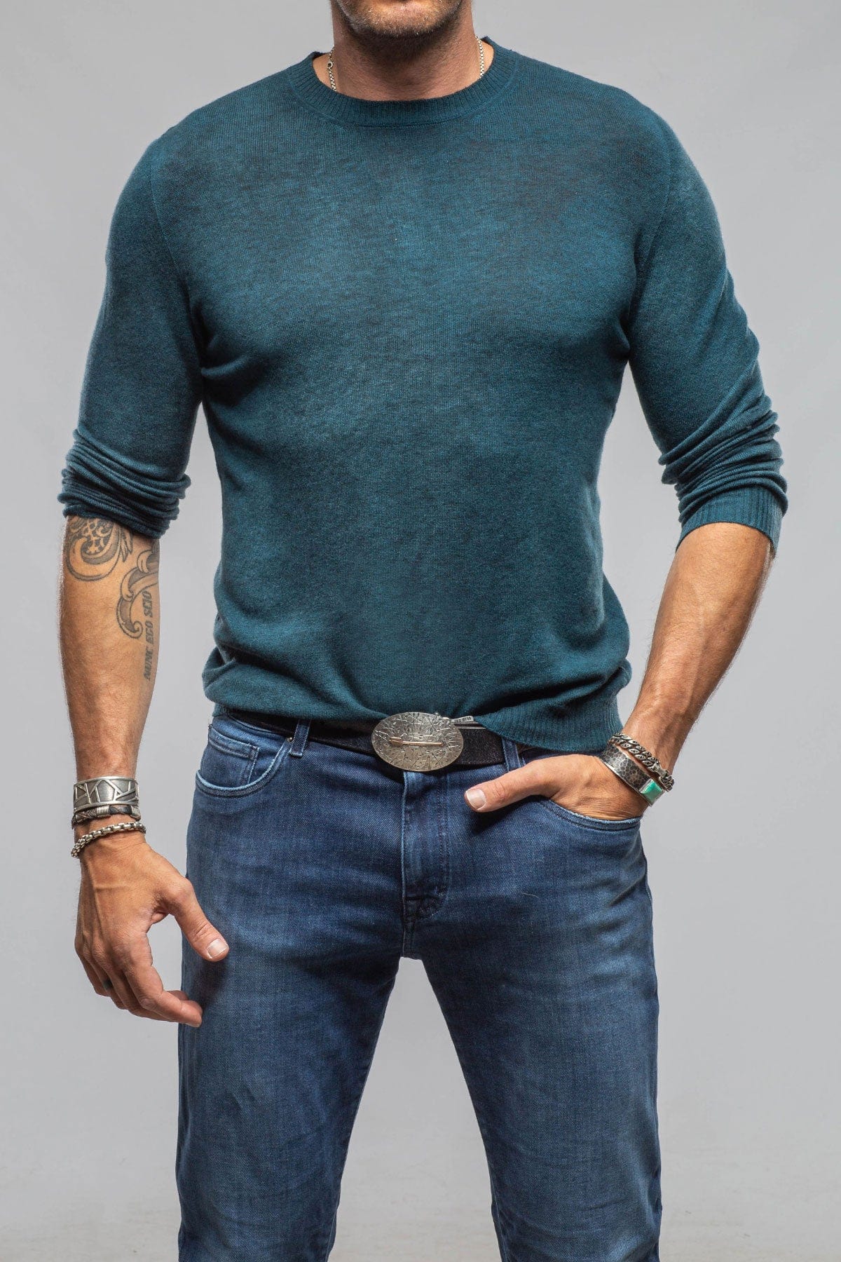 Sundust Cashmere Crew Sweater In Laguna