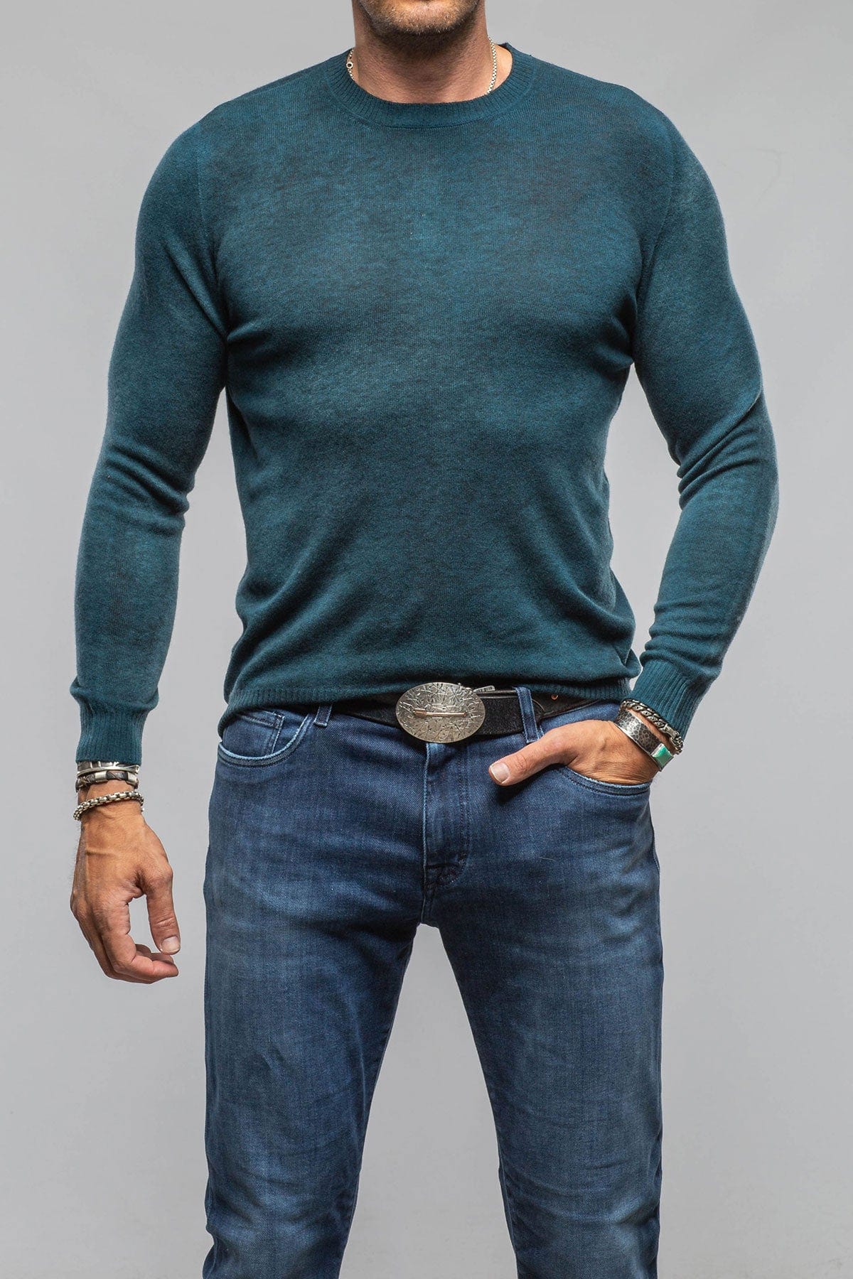 Sundust Cashmere Crew Sweater In Laguna - Image 4