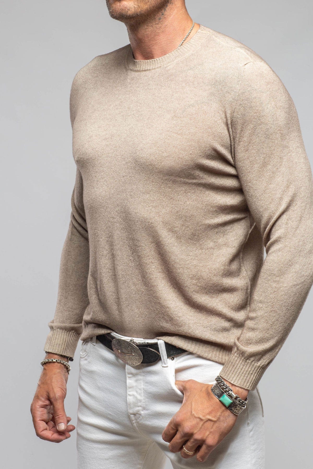 Sundust Cashmere Crew Sweater In Taupe - Image 4