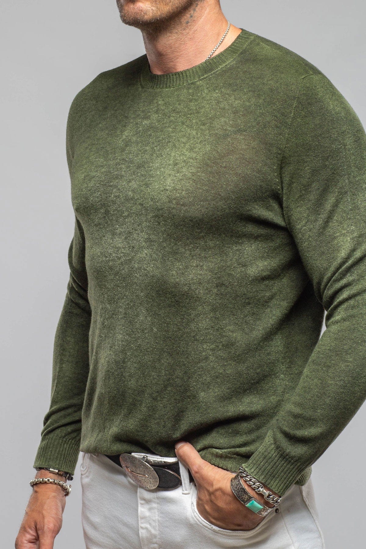 Sundust Cashmere Crew Sweater In Forest - Image 4