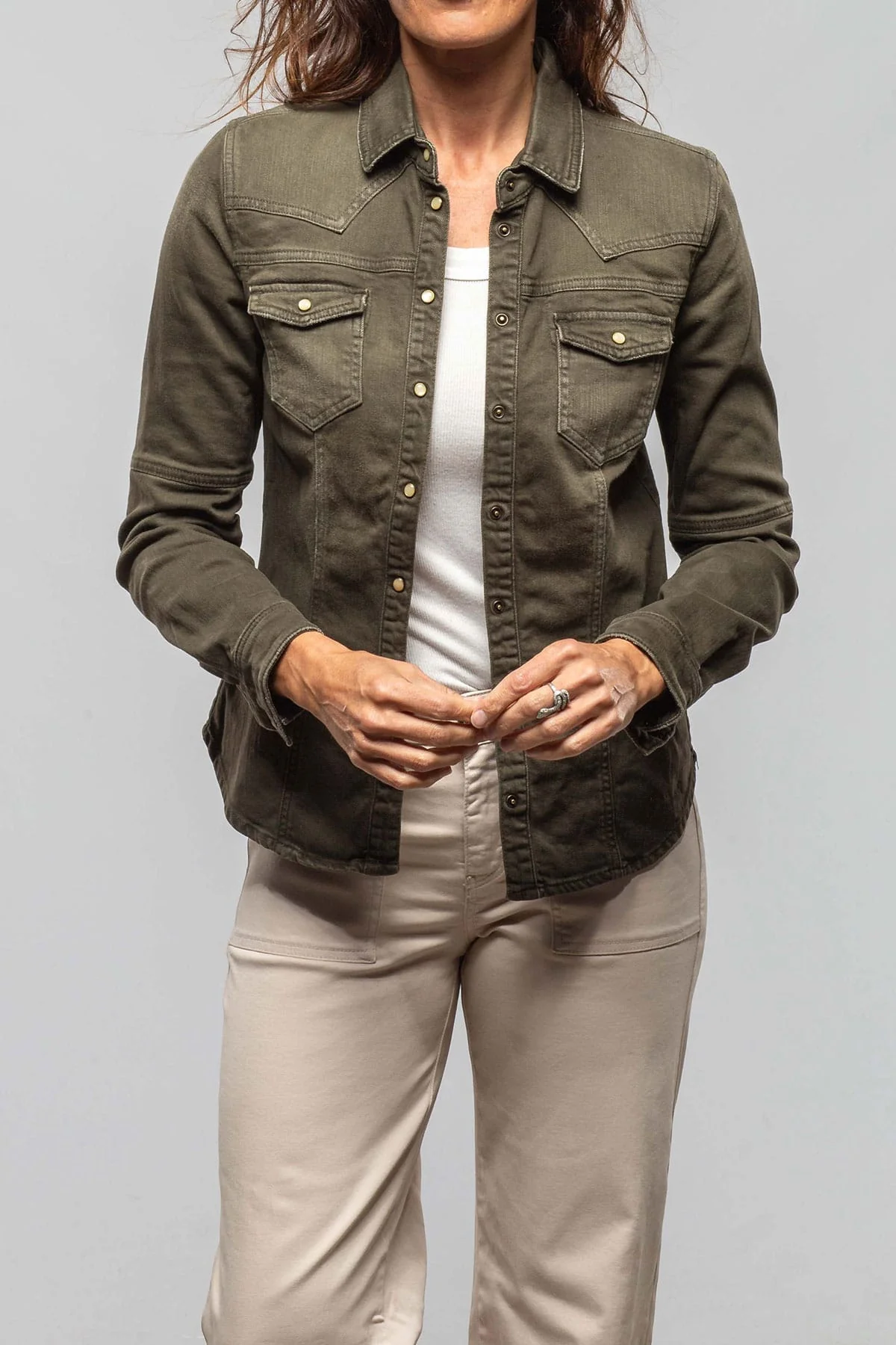 Sweetwater Denim Shirt In Army Green - Image 3
