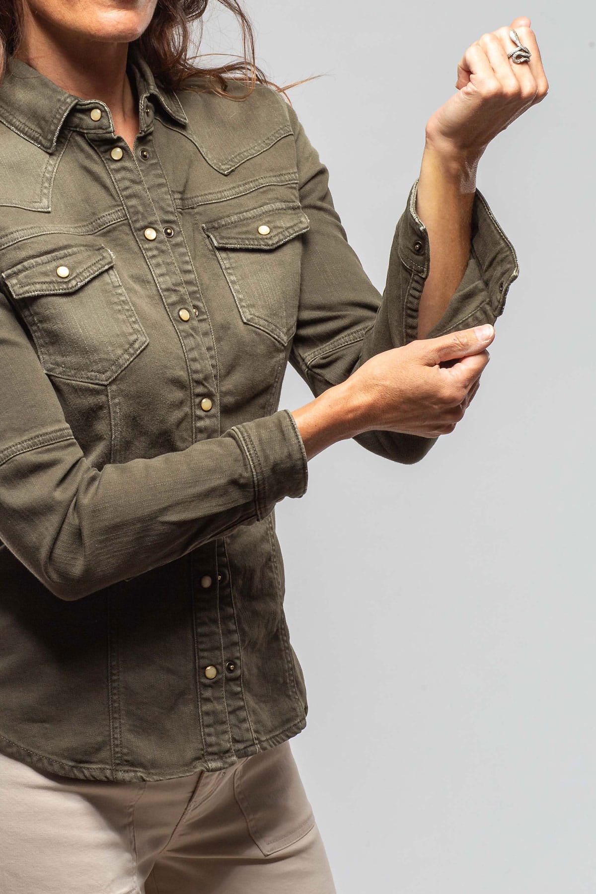 Sweetwater Denim Shirt In Army Green - Image 4