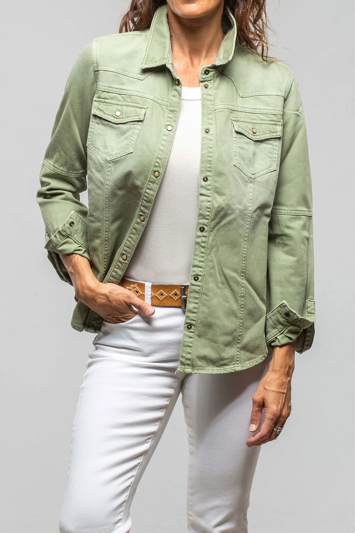 Sweetwater Denim Shirt In Menta - Image 3