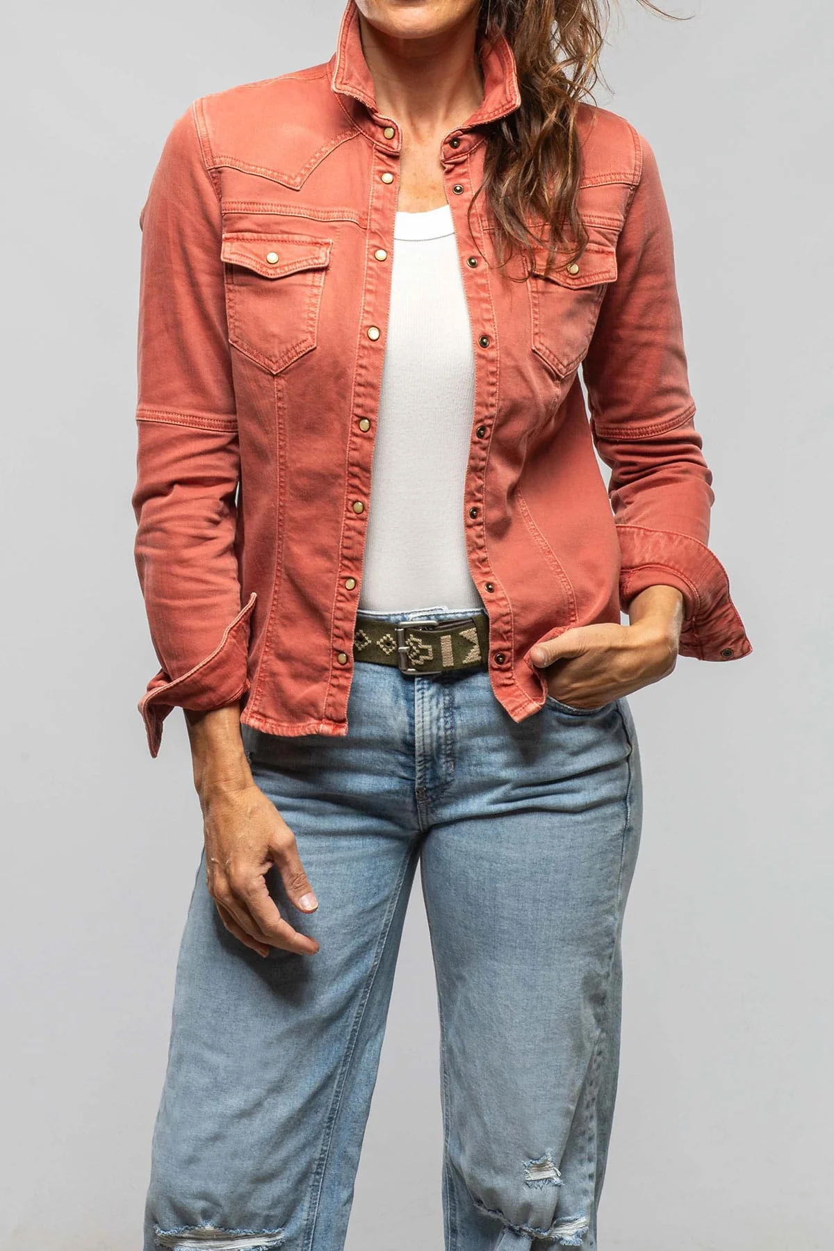 Sweetwater Denim Shirt In Washed Corallo - Image 3