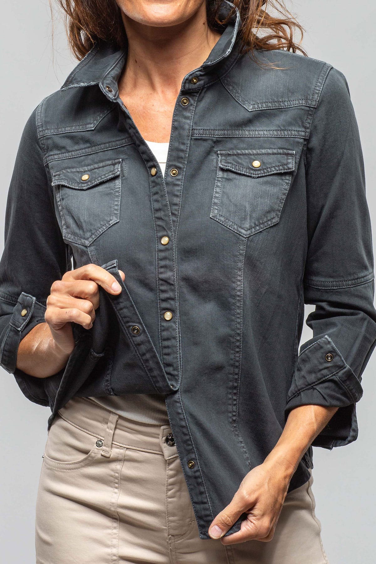 Sweetwater Denim Snap Shirt In Anthracite - Image 2