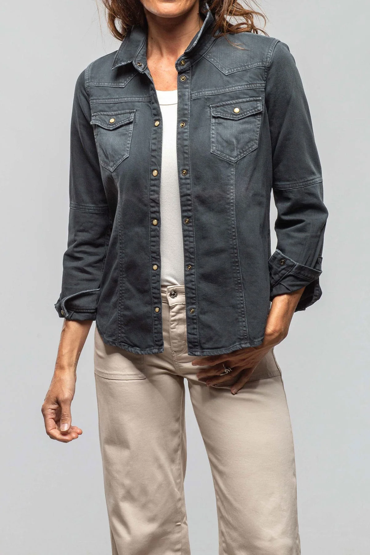 Sweetwater Denim Snap Shirt In Anthracite - Image 3