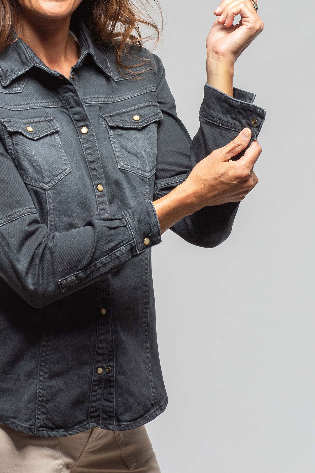Sweetwater Denim Snap Shirt In Anthracite - Image 4