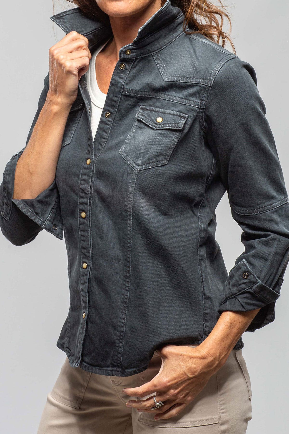 Sweetwater Denim Snap Shirt In Anthracite - Image 5