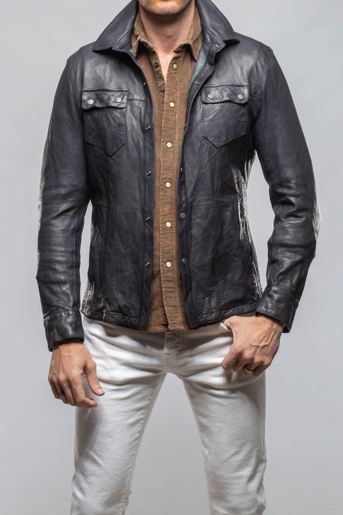Tame Leather Shirt In Navy - Image 7