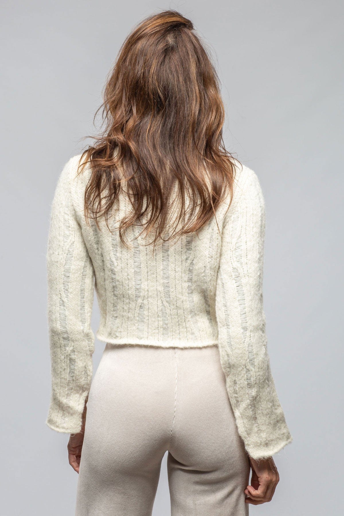 Tania Cropped Baby Alpaca Sweater In Ivory - Image 3