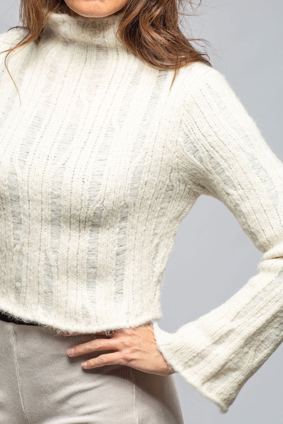 Tania Cropped Baby Alpaca Sweater In Ivory - Image 4