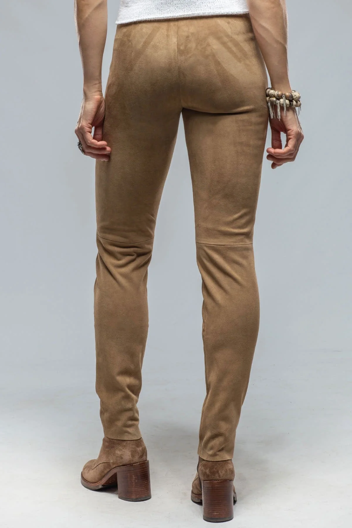 Tania Stretch Suede Pant in Desert Sand - Image 3