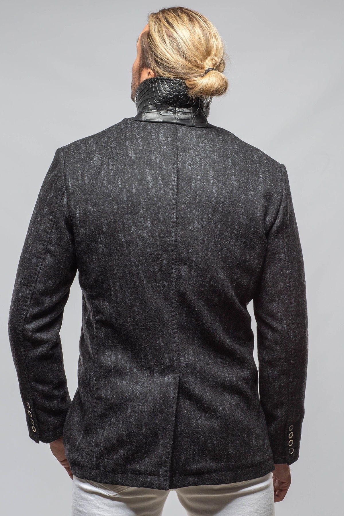 Tasman II Topcoat With Croc Trim In Graphite - Image 5