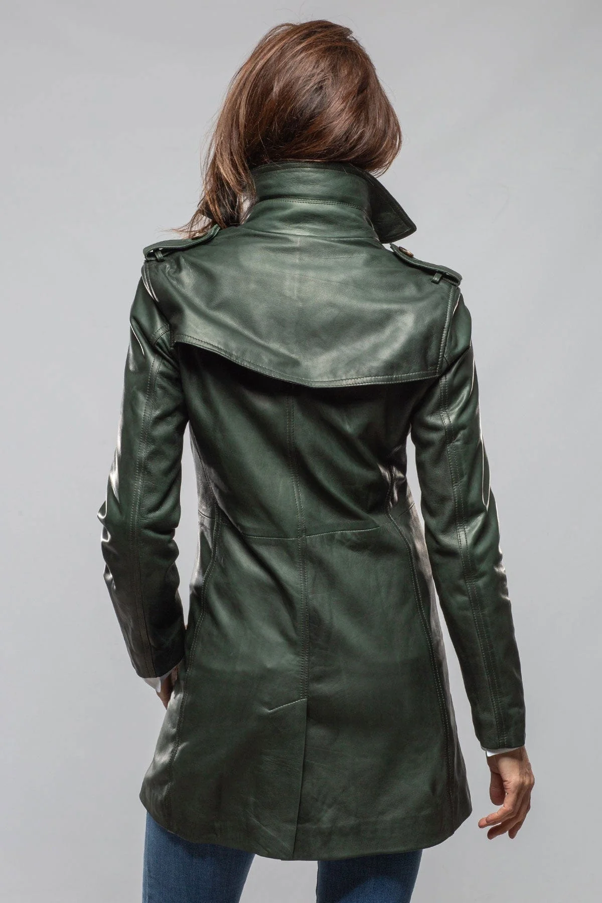 Teresa Leather Trench In Forest - Image 3