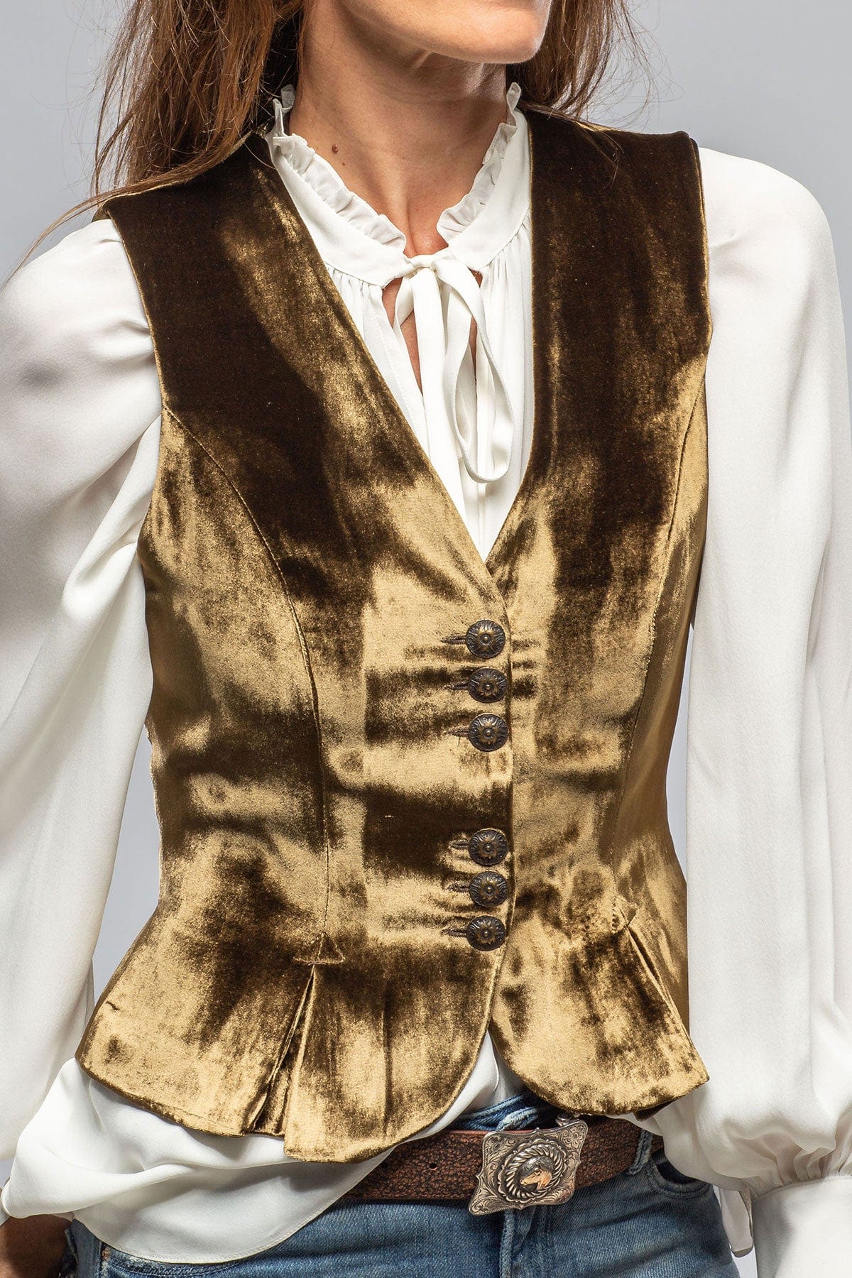 Tiana Velvet Vest In Khaki - Image 3