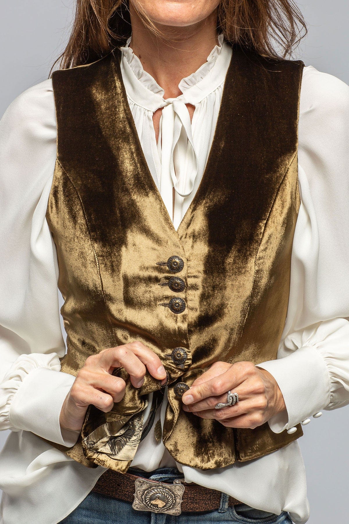 Tiana Velvet Vest In Khaki - Image 6