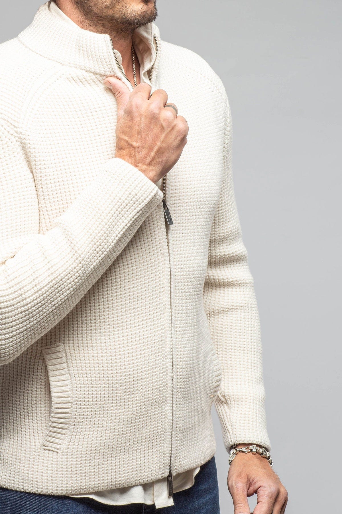 Timberline Woven Sweater Jacket In Cream - Image 4