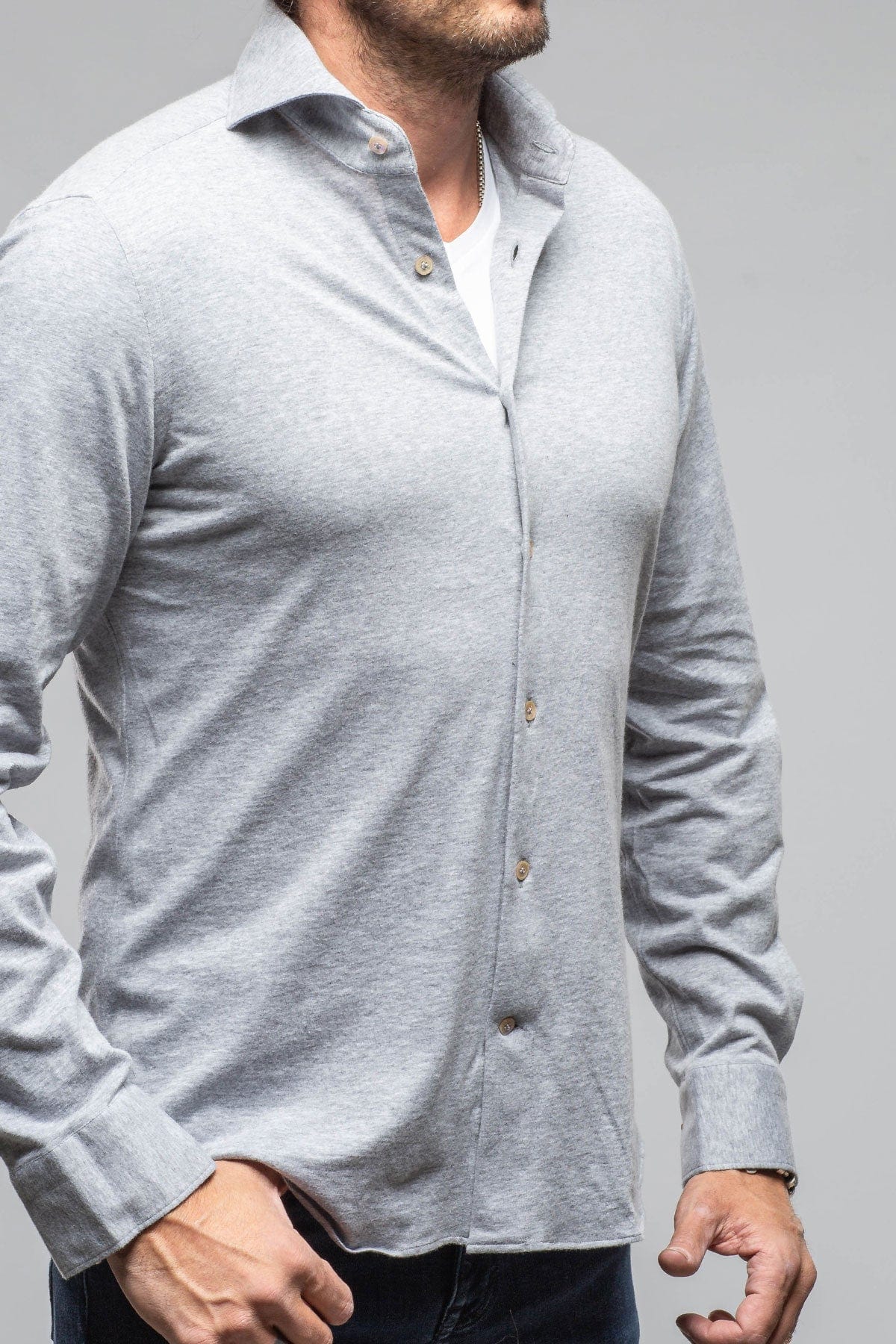 Treasure Cotton Cashmere Jersey In Grey - Image 4