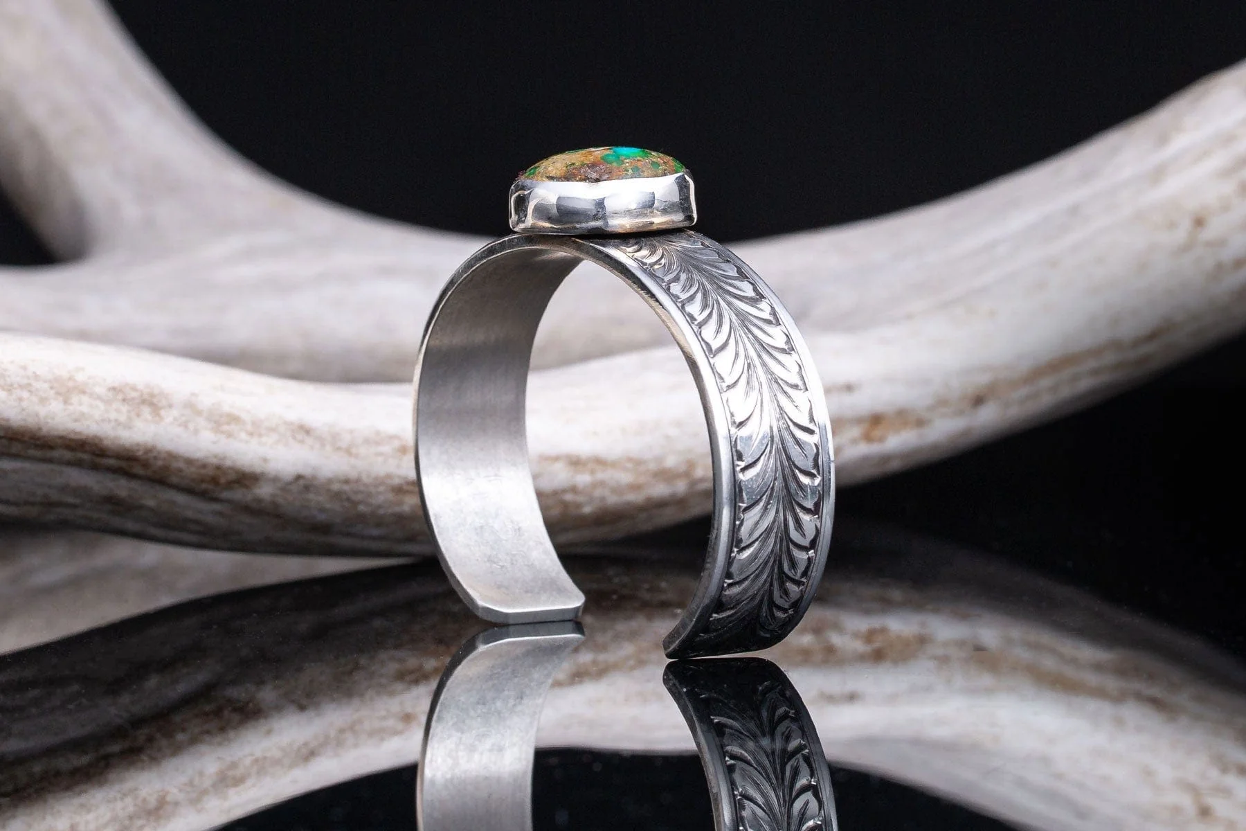 Turquoise & Leaves Cuff - Image 2