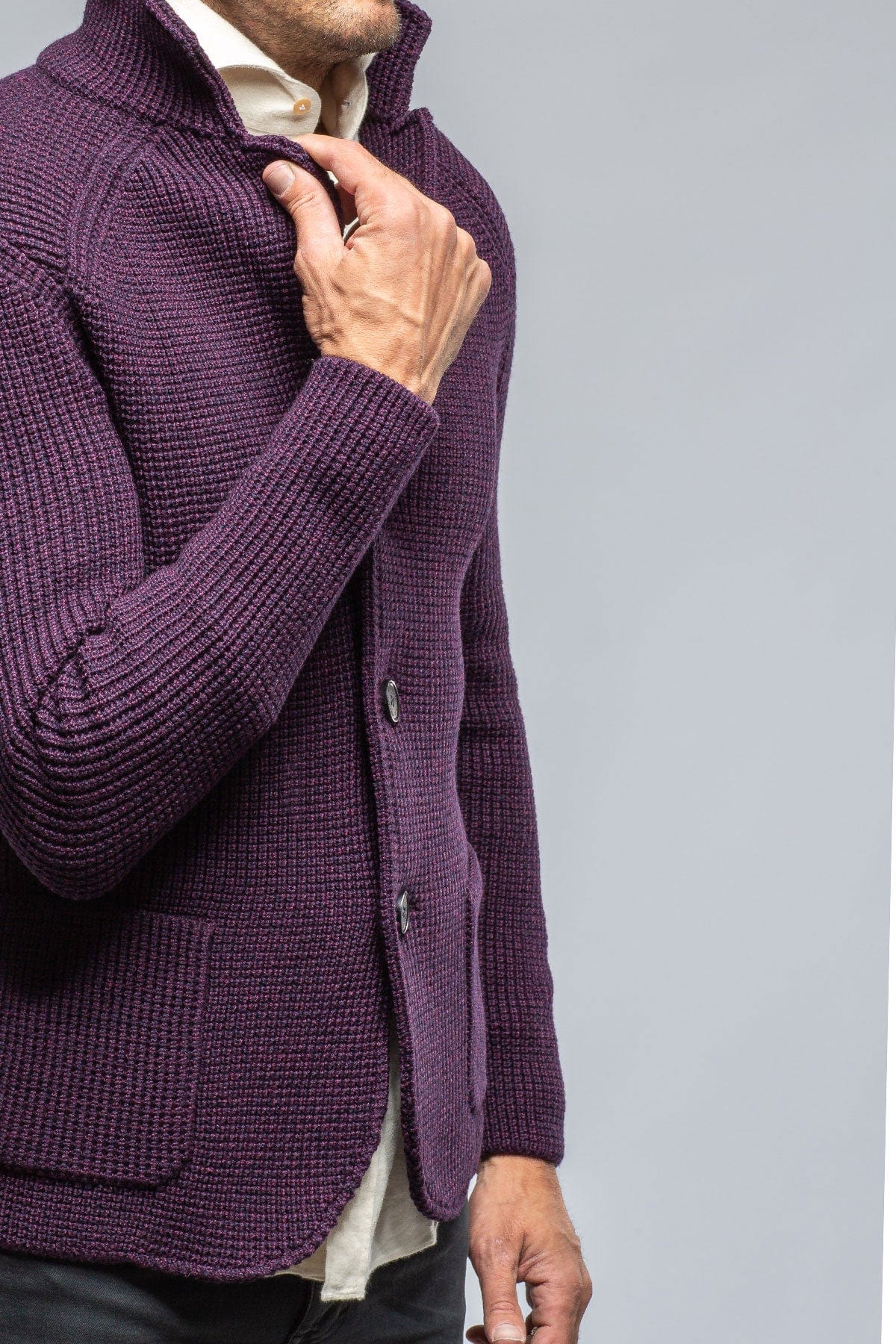 Tuscan Sweater Jacket In Wine - Image 3