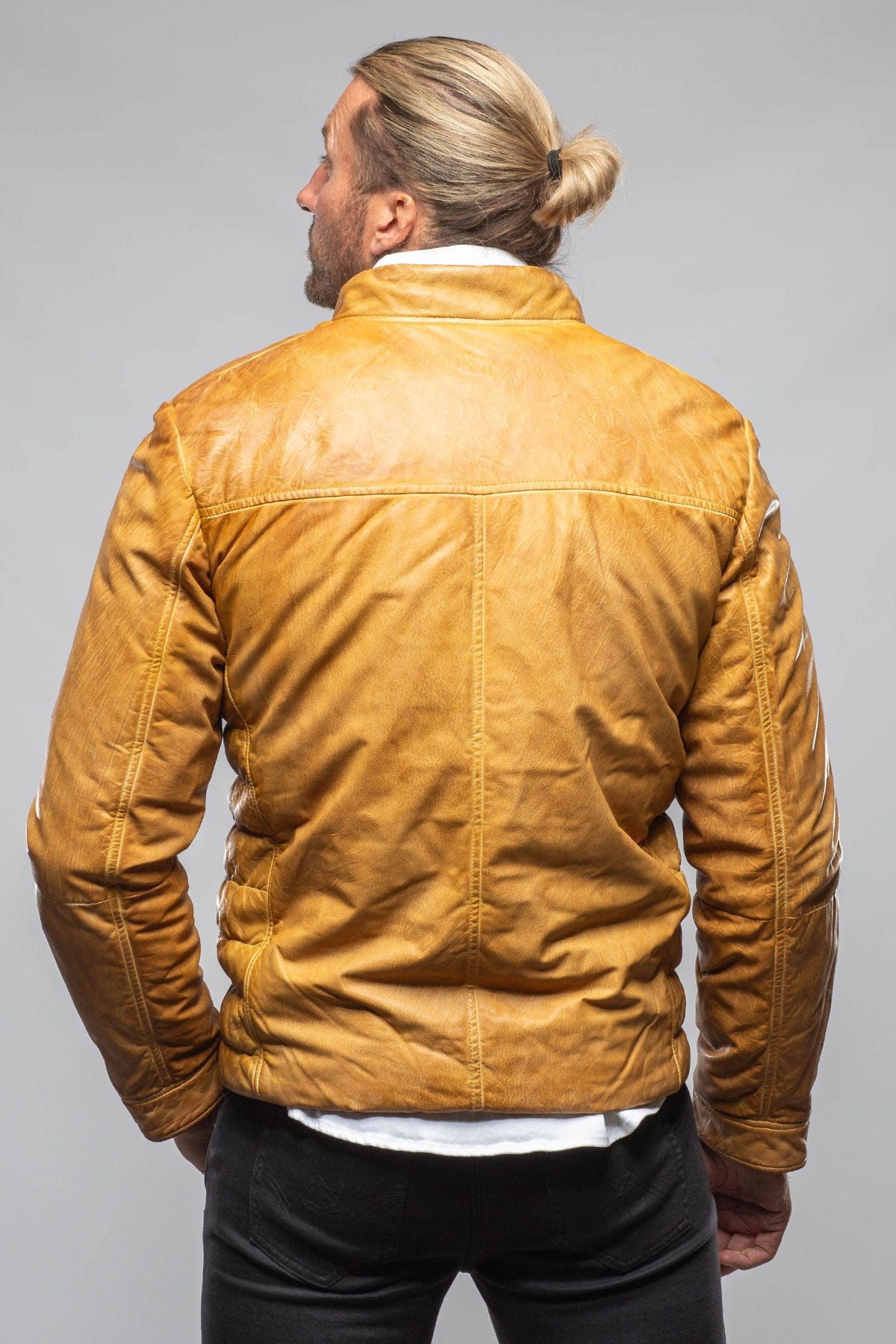Vintage Leather Quilted Jacket In Honey - Image 4