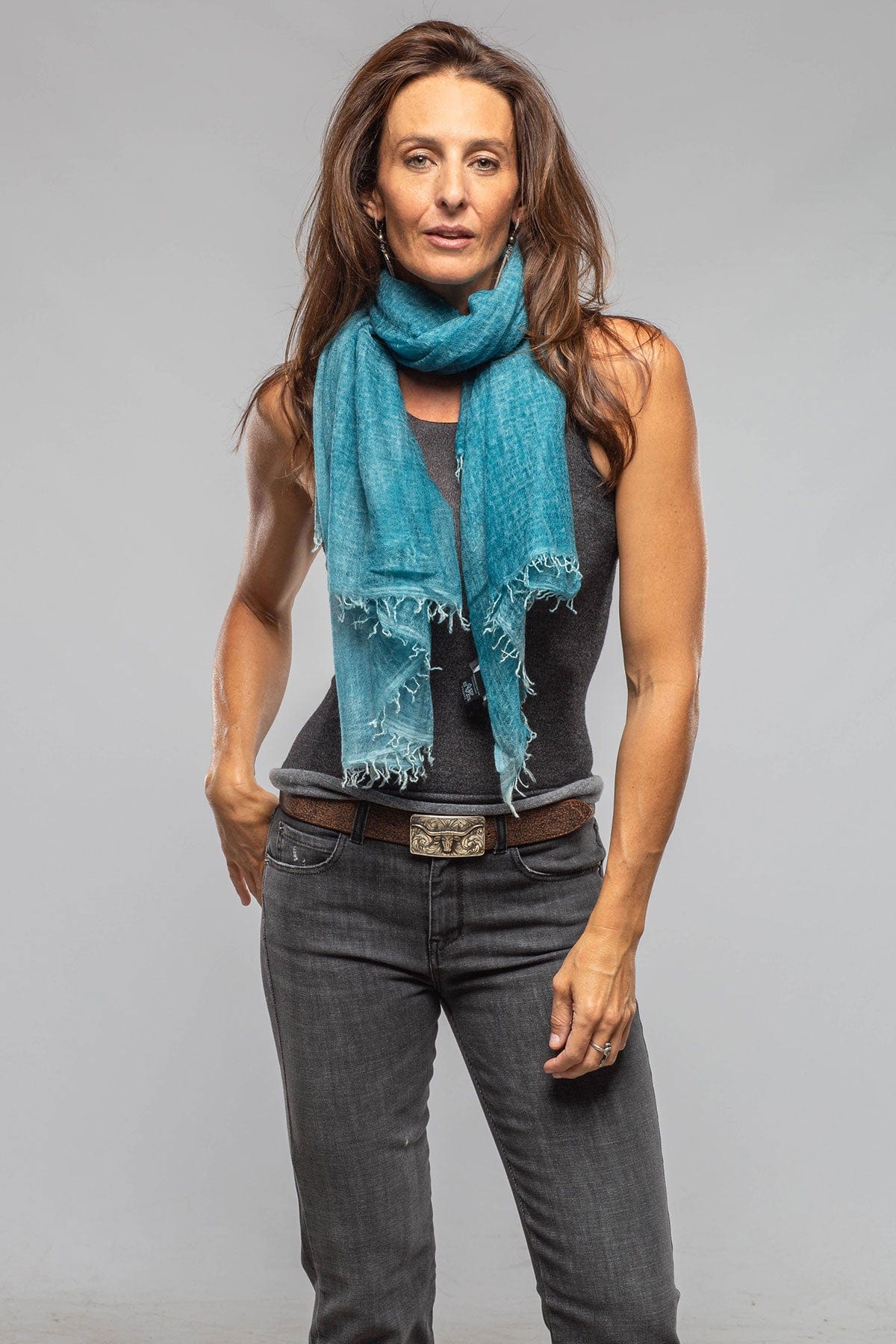 Volare Camo Cashmere Scarf In Laguna